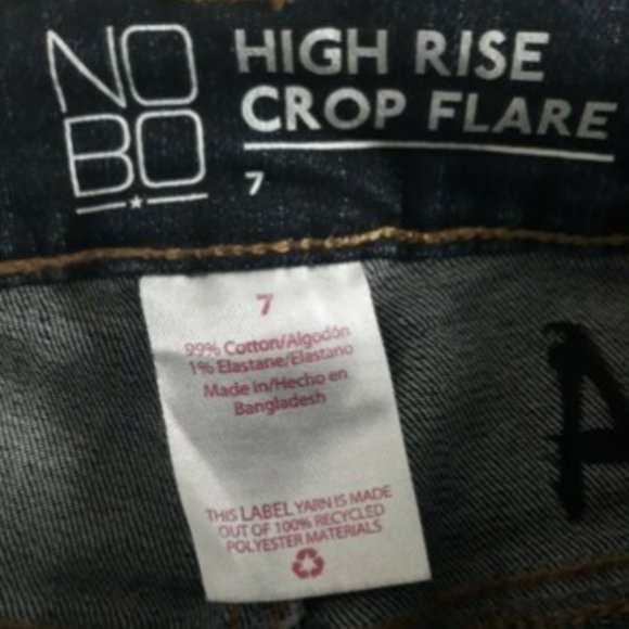 NOBO High Rise Jeans Crop Flare Jeans Junior Girls Size 26x25 Raw Hem Blue Pants - Picture 7 of 9